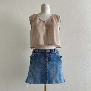 handmade gold-tan sparkly sleeveless open front top